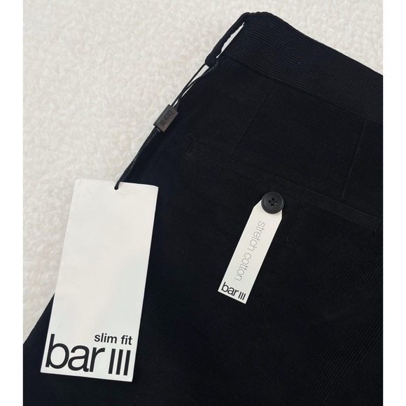 (NWT) BAR III • Black Corduroy Stretch Cotton Slim Fit Dress Pants - Picture 7 of 13